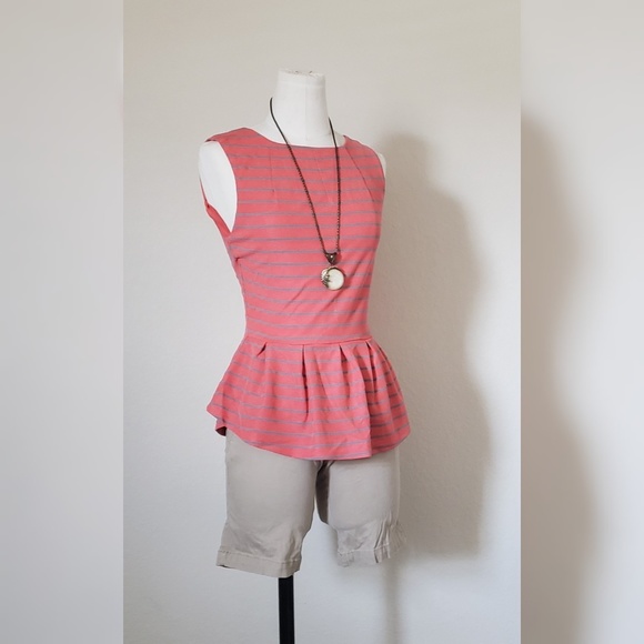 3 for $20 Mossimo Orange ♤ Tan Peplum Top - Picture 2 of 3